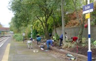 Freccles members working on the garden at Eccles station